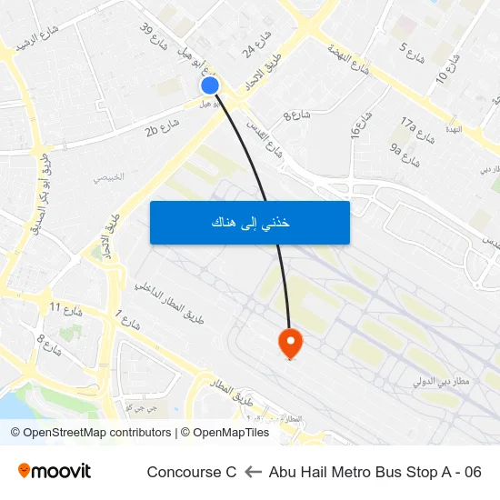 Abu Hail Metro Bus Stop A - 06 to Concourse C map
