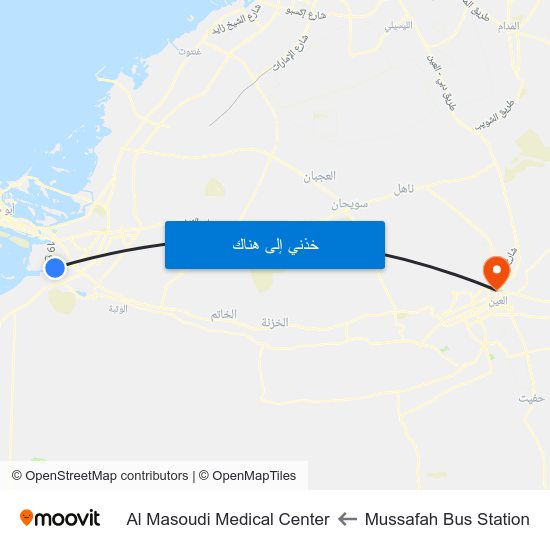 Mussafah Bus Station to Al Masoudi Medical Center map