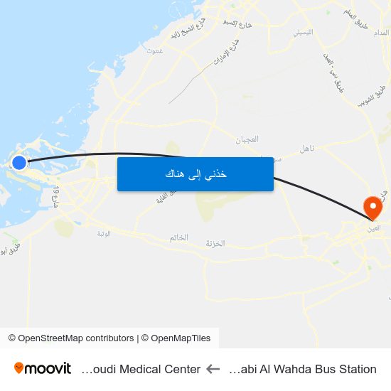 Abu Dhabi Al Wahda Bus Station to Al Masoudi Medical Center map