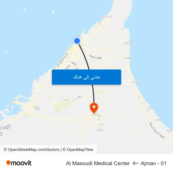 Ajman - 01 to Al Masoudi Medical Center map