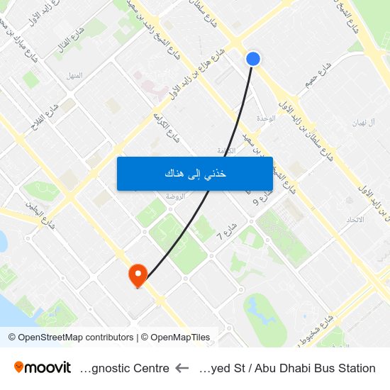 Sultan Bin Zayed St / Abu Dhabi Bus Station to Gulf Diagnostic Centre map