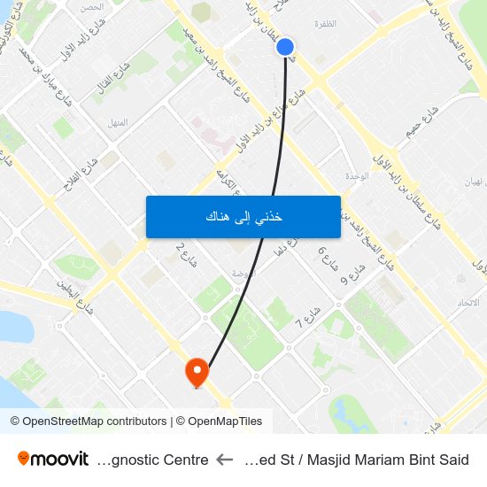 Sultan Bin Zayed St / Masjid Mariam Bint Said to Gulf Diagnostic Centre map