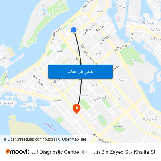 Sultan Bin Zayed St / Khalifa St to Gulf Diagnostic Centre map