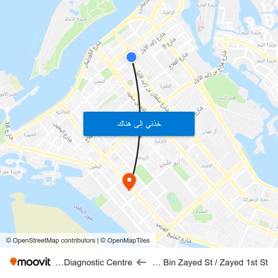 Sultan Bin Zayed St / Zayed 1st St to Gulf Diagnostic Centre map