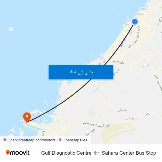 Sahara Center Bus Stop to Gulf Diagnostic Centre map