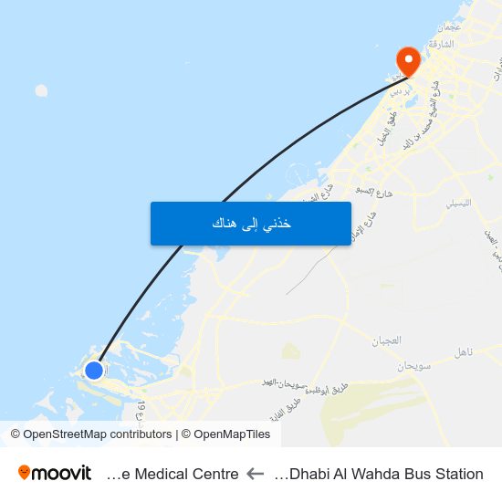 Abu Dhabi Al Wahda Bus Station to Prime Medical Centre map
