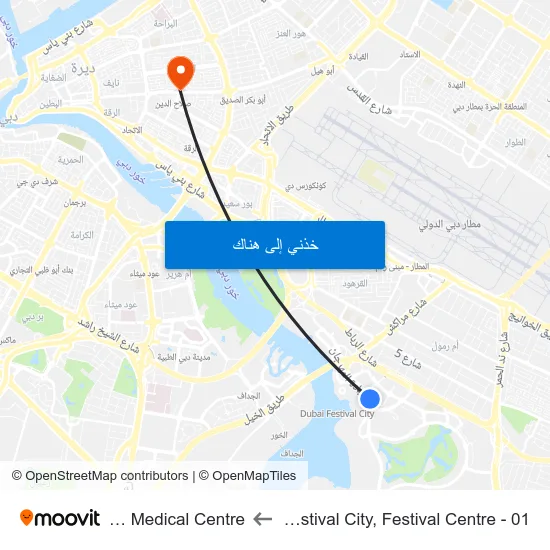 Dubai Festival City, Festival Centre - 01 to Prime Medical Centre map