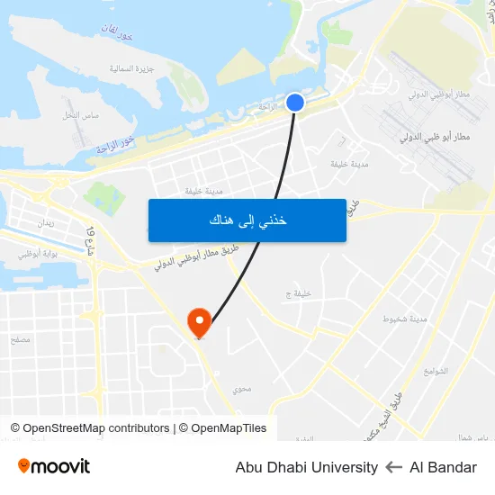 Al Bandar to Abu Dhabi University map
