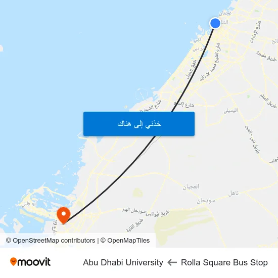 Rolla Square Bus Stop to Abu Dhabi University map