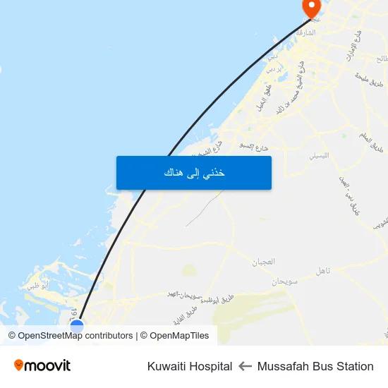 Mussafah Bus Station to Kuwaiti Hospital map