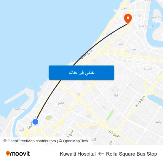 Rolla Square Bus Stop to Kuwaiti Hospital map