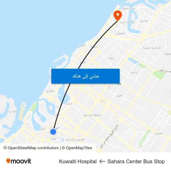 Sahara Center Bus Stop to Kuwaiti Hospital map