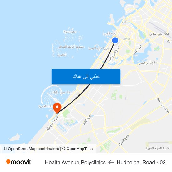 Hudheiba, Road - 02 to Health Avenue Polyclinics map