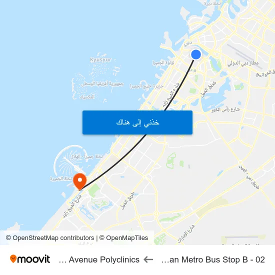 Burjuman Metro Bus Stop B - 02 to Health Avenue Polyclinics map