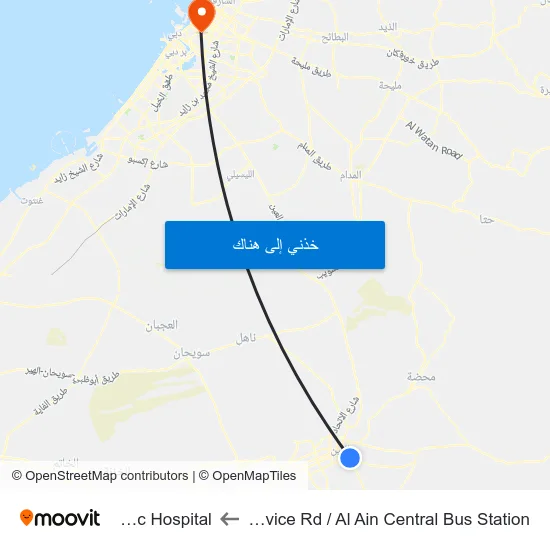 Service Rd  / Al Ain Central Bus Station to Gmc Hospital, map
