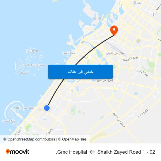 Shaikh Zayed  Road 1 - 02 to Gmc Hospital, map
