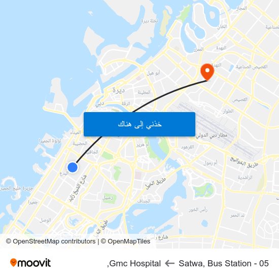 Satwa, Bus Station - 05 to Gmc Hospital, map