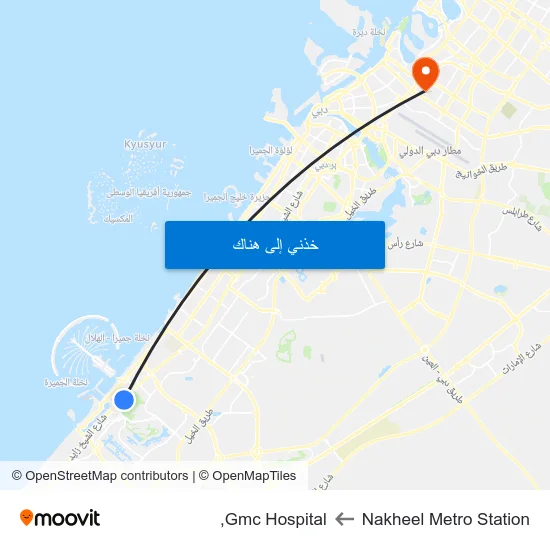 Nakheel Metro Station to Gmc Hospital, map
