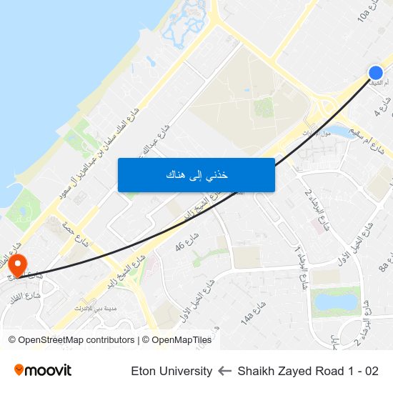 Shaikh Zayed  Road 1 - 02 to Eton University map