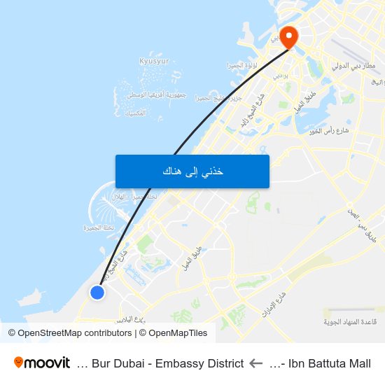Tunisia - Ibn Battuta Mall to Holiday Inn Bur Dubai - Embassy District map