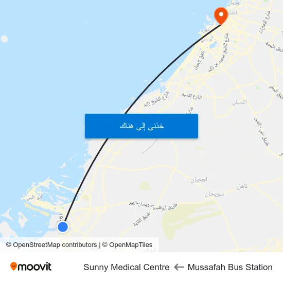 Mussafah Bus Station to Sunny Medical Centre map
