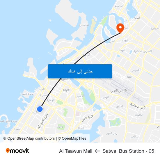 Satwa, Bus Station - 05 to Al Taawun Mall map