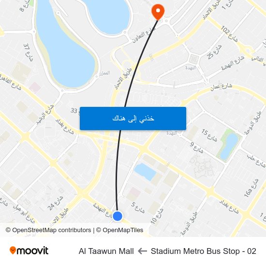 Stadium Metro Bus Stop - 02 to Al Taawun Mall map