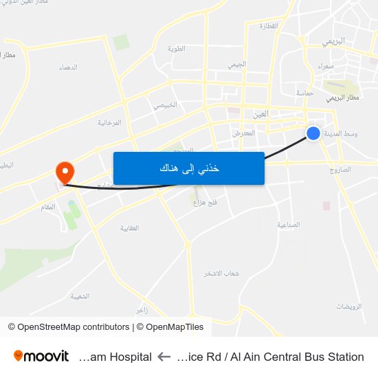 Service Rd  / Al Ain Central Bus Station to Tawam Hospital map
