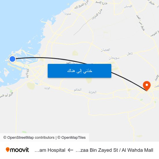 Hazaa Bin Zayed St / Al Wahda Mall to Tawam Hospital map