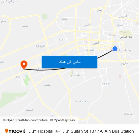 Zayed Ibn Sultan St 137 / Al Ain Bus Station to Tawam Hospital map
