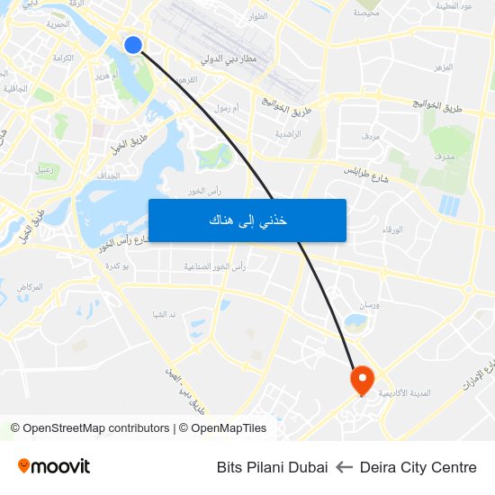 Deira City Centre to Bits Pilani Dubai map