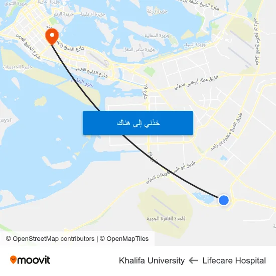 Lifecare Hospital to Khalifa University map
