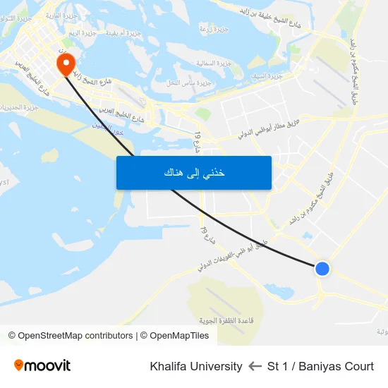 St 1 / Baniyas Court to Khalifa University map