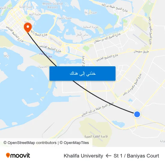 St 1 / Baniyas Court to Khalifa University map