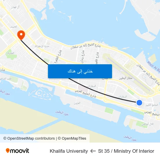 St 35 / Ministry Of Interior to Khalifa University map