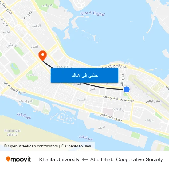 Abu Dhabi Cooperative Society to Khalifa University map