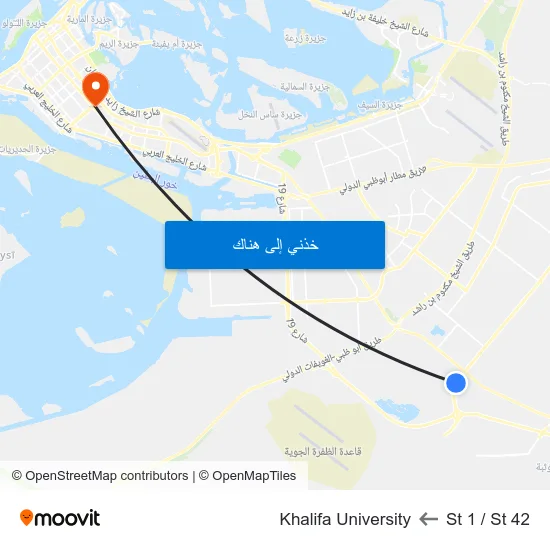 St 1 / St 42 to Khalifa University map