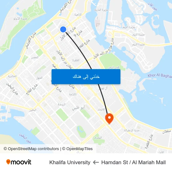 Hamdan St / Al Mariah Mall to Khalifa University map