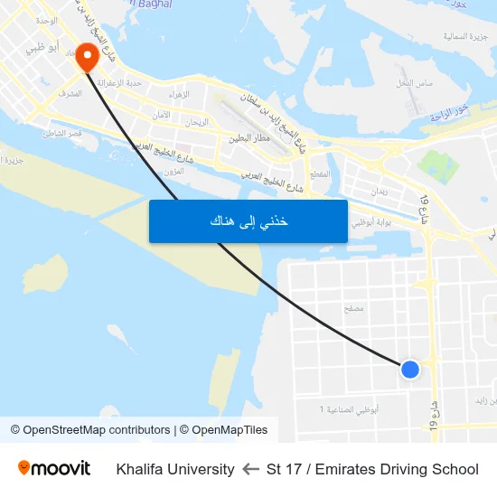 St 17 / Emirates Driving School to Khalifa University map