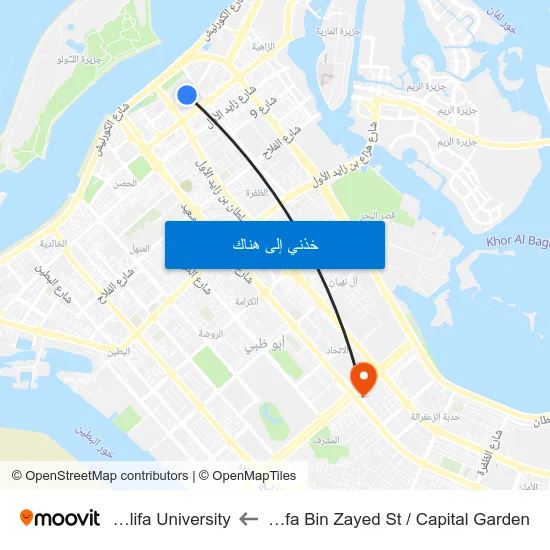 Khalifa Bin Zayed St / Capital Garden to Khalifa University map