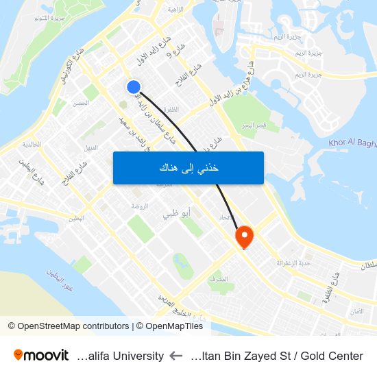 Sultan Bin Zayed St / Gold Center to Khalifa University map