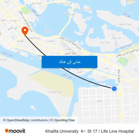 St 17 / Life Line Hospital to Khalifa University map