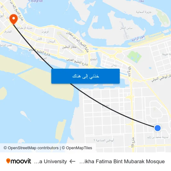 St 18 / Shaikha Fatima Bint Mubarak Mosque to Khalifa University map