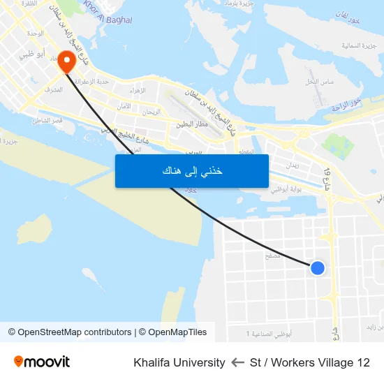 12 St / Workers Village to Khalifa University map