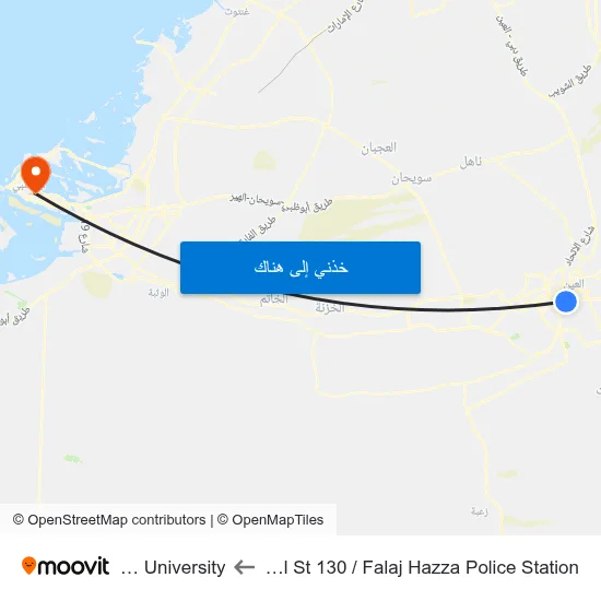 Zayed Al Awwal St 130 / Falaj Hazza Police Station to Khalifa University map