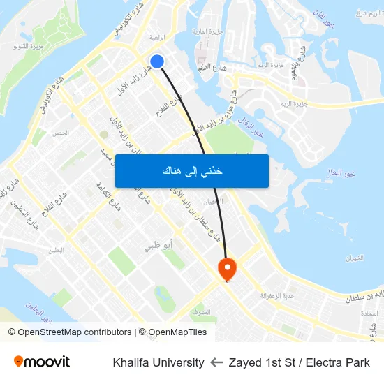 Zayed 1st St / Electra Park to Khalifa University map