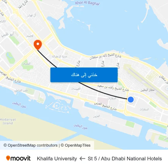 St 5 / Abu Dhabi National Hotels to Khalifa University map