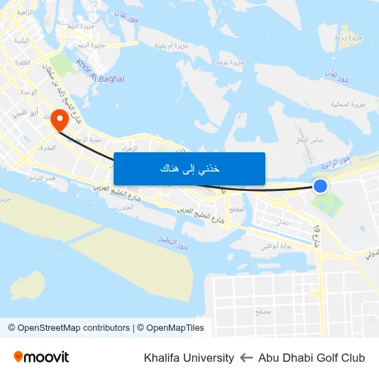 Abu Dhabi Golf Club to Khalifa University map