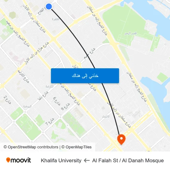 Al Falah St / Al Danah Mosque to Khalifa University map