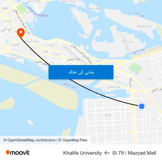 St 79 / Mazyad Mall to Khalifa University map